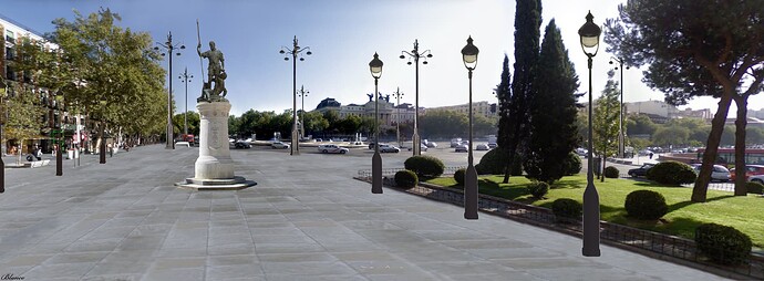 Glorieta de Carlos V peatonal y farolas