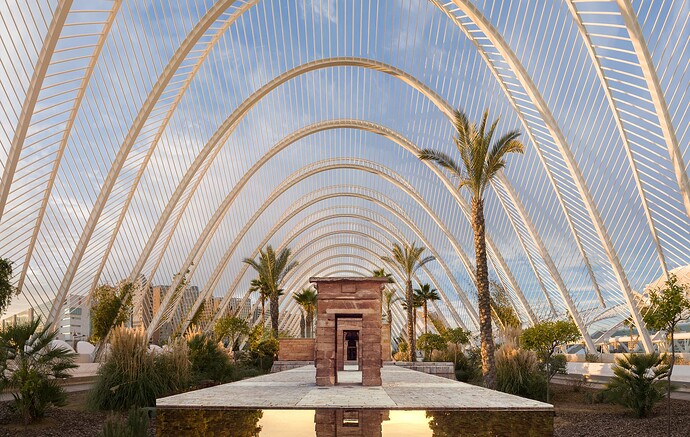 Templo de Debod cubierto por L'Umbracle - CSGonza