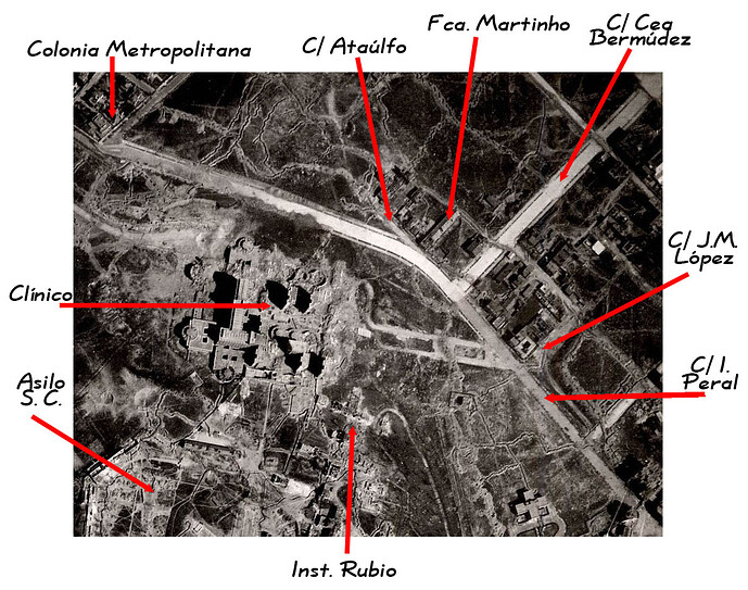 0VA. Detalle de foto aérea del Ejército del Aire al término de la Guerra Civil. Isabel Gea
