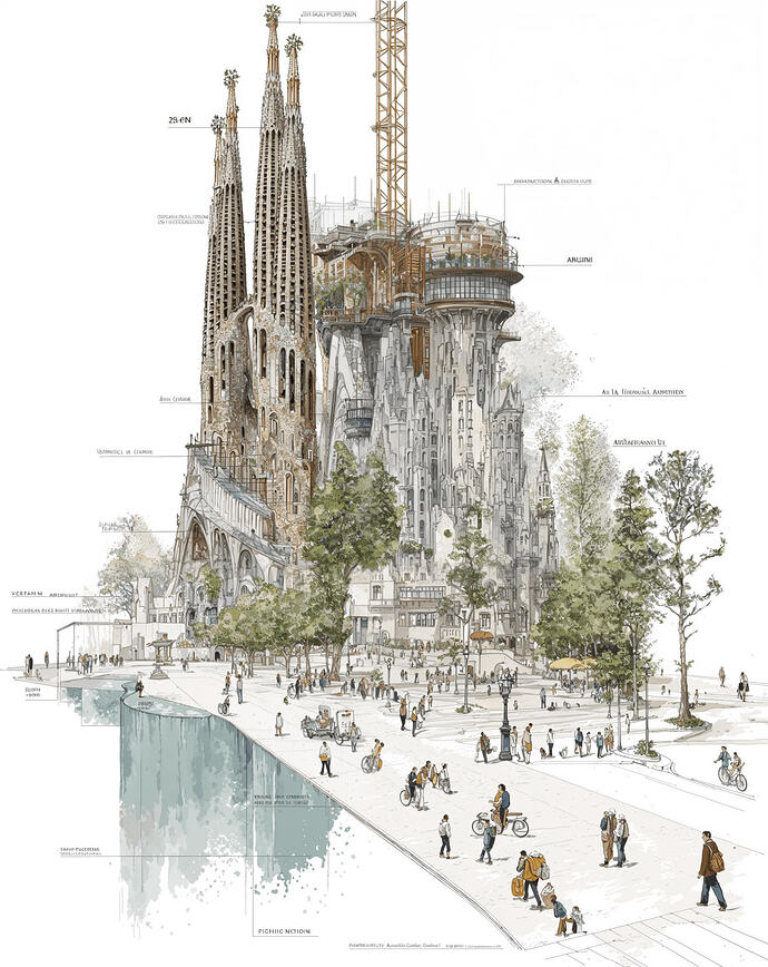 Captura de propuesta peatonal del entorno directo de la Sagrada Familia – Studio Tim Fu.