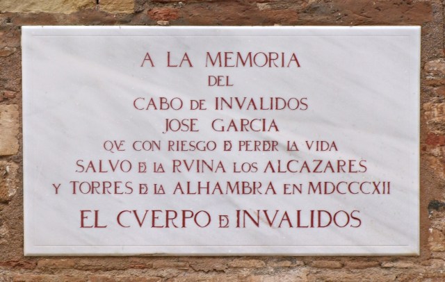 Granada_Alhambra_–_Cabo_Jose_Gracia_placa_conmemorativa